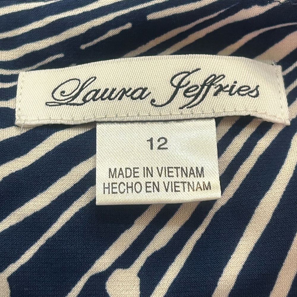 Laura Jeffries | NWT Size 12 Blue/White Geo Print Dress - Picture 6 of 6